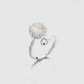 Alora oval pearl spinner ring in silver stainless steel for anxiety and stress relief.